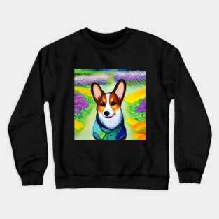 Corgi Dog in Garden Crewneck Sweatshirt